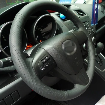 BANNIS Negru Piele Artificiala DIY de Mână-cusute Capac Volan pentru perioada 2011-2013 Mazda 3, Mazda CX7