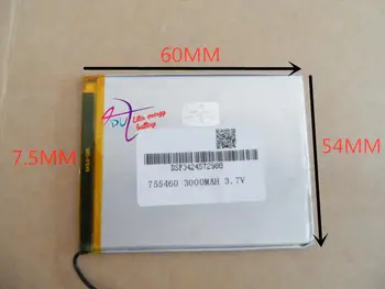 Baterie tabletă 755460 3000MAH MP3 MP4 3.7 litiu polimer baterie MP5 Bluetooth jucărie mică GPS