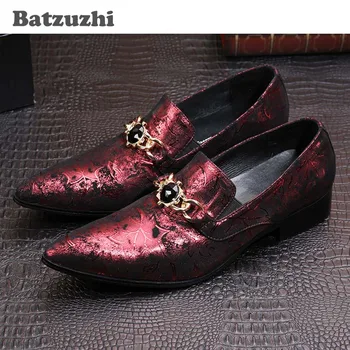 Batzuzhi de Lux a Subliniat Toe Barbati din Piele Pantofi Rochie de Moda Roșu Pantofi Oxford Barbati, Petrecere/Nunta/Etapa Sapato Masculino, UE38-46