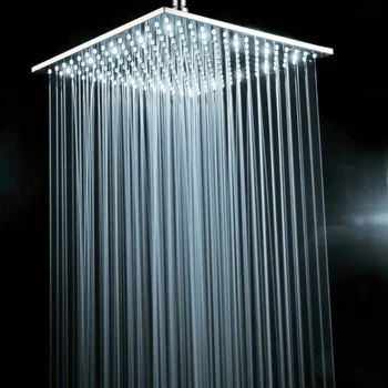 BECOLA Alama crom patrat 16 inch LED cap de duș nu cu duș brațul alb lumina led duș