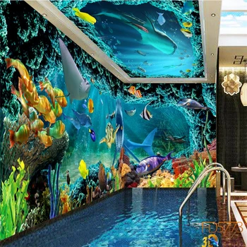 Beibehang lume Subacvatică rechin Personalizate Moderne de hârtie de Perete de Lux, care Acoperă Peretele din Dormitor Murală de Fundal 3d picturi murale Tapet