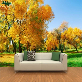 Beibehang Mare tapet personalizat 3D HD peisaj iarbă galbenă frunză de arțar de fundal de perete decor acasă