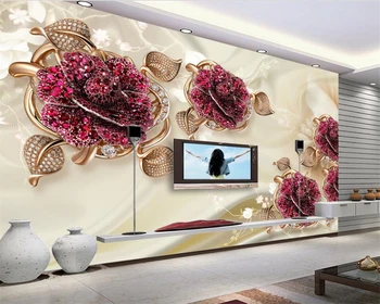 Beibehang Personalizat mari 3D Europene de lux, bijuterii de lux flori fotografie tapet 3D camera de zi dormitor tapet pentru pereți 3 d