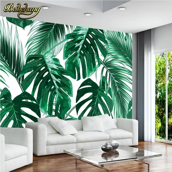 Beibehang Ploaie de plante de pădure frunze de banane Foto Personalizat Tapet 3D Stereo Mari picturi Murale living canapea extensibila dormitor hârtie de perete pictura murala