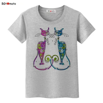 BGtomato Nou stil elegent pisici camasa brand de top casual teuri de moda tricou femei haine confortabile pentru femei t-shirt plus dimensiune