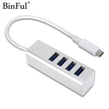 BinFul Aluminiu C USB HUB 4 Porturi OTG USB 3.0 HUB cu Indicator Led Tip C Splitter pentru Hub USB pentru Macbook-USB de Tip C-c Hub-uri