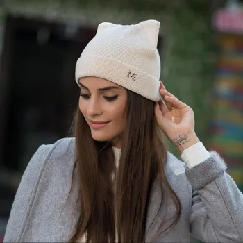 BINGYUANHAOXUA Noi de Iarna Marca Pălării Tricotate Pălărie Cu Urechi de Pisică Fierbinte Fată Femeie de Moda de Mare de Lână Capac Femei Capace Gorros Capac