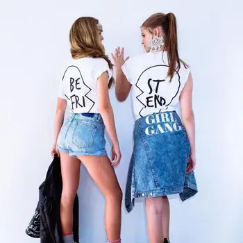 BKLD Tricou Femei 2018 Vara Femei T-Shirt Scrisoare FI FRI ST END Imprimare de sex Feminin Tricouri Maneca Scurta Alb Negru Topuri Femeile