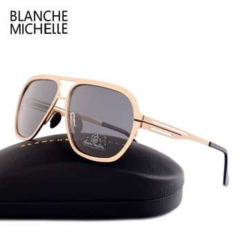 Blanche Michelle 2018 Moda de Înaltă Calitate Polarizat ochelari de soare Barbati UV400 Pilot de ochelari de soare din Oțel Inoxidabil Ochelari de Soare Cu Cutie