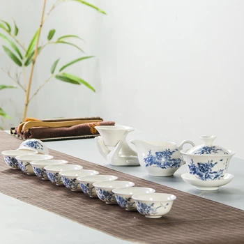 Bone China Seturi de Ceai Kung Fu Teaset Ceramica Alba Cesti de Ceai din Portelan 10 Gaiwan & Tea filtru Corect cupa B027
