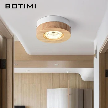 BOTIMI Moderne LED Lumini Plafon din Lemn Lampă de Tavan Pentru Coridor Pătrat de Lemn Rotund Bucătărie Lumini Mici Suprafață Montat Lampa