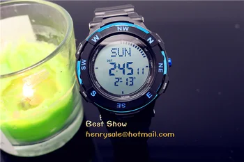 Brand de lux bărbați femei busola digitala drumeții led-uri ceasuri sport rezistent la apa 50M femei mai multe fusul orar oprire ceas