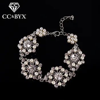 Bratara de flori pentru mirese moda bijuterii pearl & austriac de cristal mireasa bratari pentru femei bijuterii de nunta bijoux E003