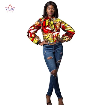 BRW 2017 Noi care Sosesc din Africa Ceara Print Camasa pentru Femei Dashiki Casual Mâneci Lungi Bluza Eleganta din Africa de Îmbrăcăminte WY1309