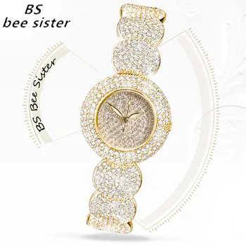 BS Brand de moda pentru Femei Cuarț Ceasuri de mana Doamnelor Aur, Argint Stras Ceas Reloj Mujer Ceas Imitatie de Diamant orologi donna