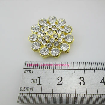 (BT45 25mm)10buc Delicate Aliaj de Aur Stras Butonul de Metal Diamant Coadă Buton