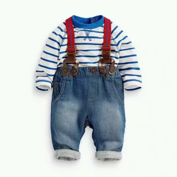 Băieți copii Haine Seturi Copil 2 BUC Set tricou Top+Blugi Salopete Pantaloni General Outfis Îmbrăcăminte pentru Copii
