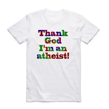 Bărbați Femei Mulțumesc lui Dumnezeu că sunt Ateu Print T Shirt Religia Științei Ateismul Cadou Maneci Scurte O-Gât Funny T-shirt