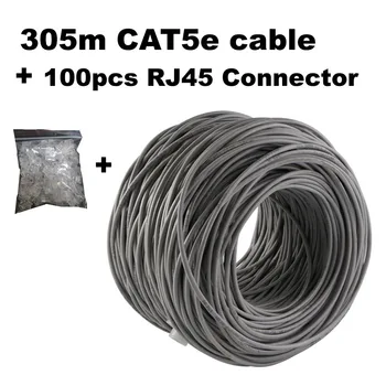 Cablu retea CAT5e 305 metri+ Conector RJ45 100buc