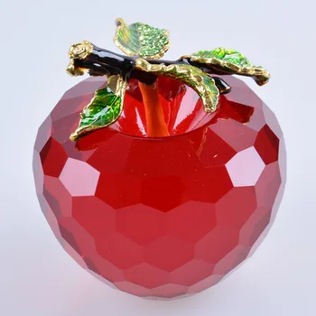 Cadou de Ziua mamei Big Red Apple Cristal Decor Sticla de Cristal cu Fructe 80mm Decor