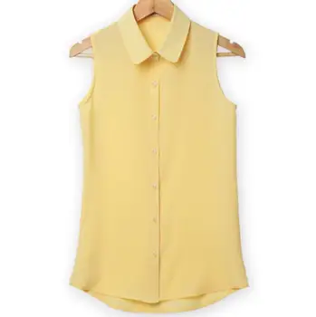 Camisa Blusas Femininas Femei Topuri de Vara Solidă fără Mâneci Șifon Tricouri Bluze Bluza Alba Muncă Poarte Cămașă Birou Bluze XX