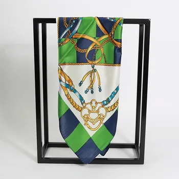 Carouri verde gemeotric eșarfă de mătase mici 55cm x 55cm pătrat eșarfă de mătase exclusiv model de geantă de mână de moda decor esarfa femei