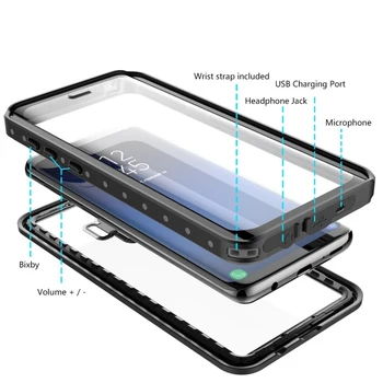 Caz impermeabil pentru Samsung Galaxy S9 Plus Caz 360 Protecție Completă Clar Față și Capacul din Spate pentru Samsung Galaxy S9 Cazuri S9+ Armura