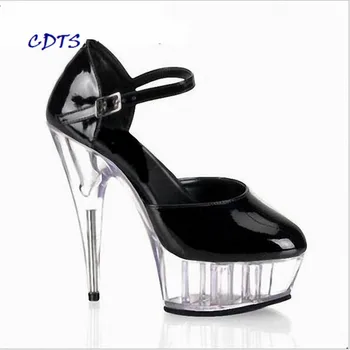 CDTS Plus:35-45 de 46 de primăvară/toamnă zapatos mujer Rotund Deget de la picior Glezna Curea 15cm tocuri subtiri de Cristal platforma pantofi femei pompe de nunta
