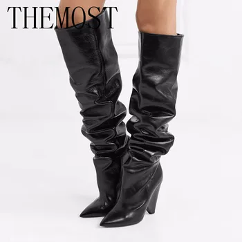 Cea mai 2018 stil Roman doamnelor moda noua ori cizme peste genunchi cu ascutit din piele cizme cavaler