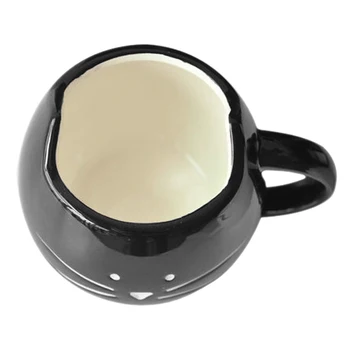 Ceașcă de cafea Alba Pisica Animale de Lapte Cana Ceramica Iubitorii de Cana Drăguț cadou de Ziua de nastere,Cadou de Crăciun(Negru)