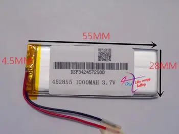 Cel mai bun baterie brand transport Gratuit 3.7 V,1000mAH,[452855] PLIB; polimer litiu-ion / Li-ion pentru dvr,GPS,mp3,mp4,telefon mobil