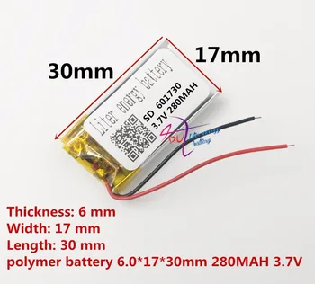 Cel mai bun marca baterie 3,7 V litiu-polimer 061730 601730 MP3 mouse-ul fără fir Bluetooth stereo 280mAH