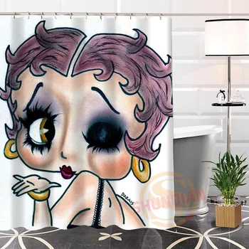 Cel mai Frumos Eco-friendly Unic Personalizat Betty Boop Material Modern Perdea de Duș baie Cu Cârlige pentru tine H0220-103