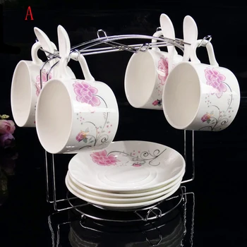 Ceramica ceașcă de cafea set 4 seturi de înaltă calitate bone china ceașcă de cafea fel de mâncare lingura cu raft seturi de uz casnic, ceai după-amiaza set cadou