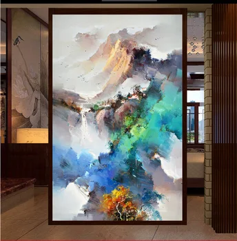 Chinezii de culoare de apă Stil de natura, Munte, natură, peisaj perete camera de zi acasa art decor tesatura panza postere BBB201-85-3