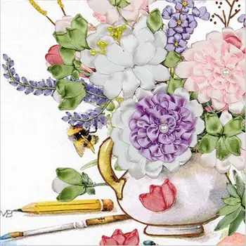 Chineză Manual,DIY Panglică cusatura Cruce Seturi pentru Broderie kit,Masă Florale de dragoste floare panglică Eco-Cusatura decor acasă