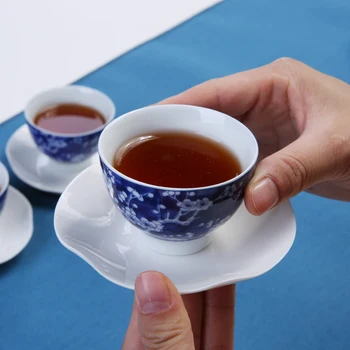 Chineză Umbră Albastru și Alb Porțelan Cești de ceai de Creatie Vintage pictat de Mână de Prune Ceramica Kung Fu Set de Ceai Master Ceașcă de Ceai Castron