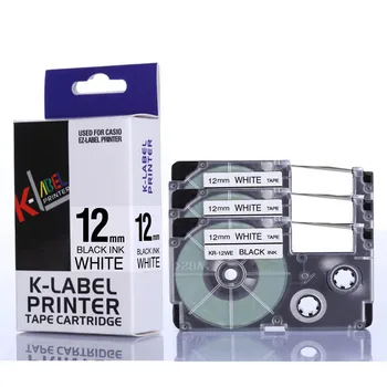CIDY 3 pachete/lot XR-12WE XR 12WE XR12WE negru pe alb 12mm eticheta bandă adezivă puternică cartus compatibil pentru EZ imprimantă de etichete