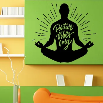 Citate Poster Vibratii Pozitive Numai Lotus Yoga Perete Autocolant Om Meditația Vinil Murală Decal Acasa Art Decor Tapet NY-405