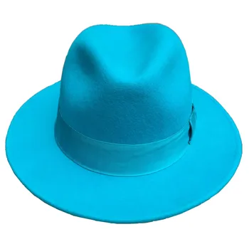 Clasic bleu Clasic Oameni modelului Lână Simțit Pălărie Fedora Nașul Hat - Design în Italia