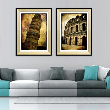 Clasic europa clădire Turn Înclinat din Pisa panza pictura poze de perete pentru camera de zi pictură în ulei poster art decor de perete