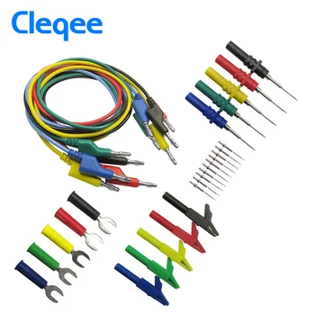Cleqee P1036B Banană 4mm Banana Plug Testul de Plumb Kit pentru Multimetru Cablu Meci Aligator clip test sonda U introduceți tipul