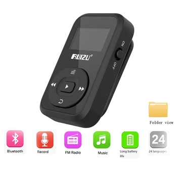 Clip Original Wireless Bluetooth MP3 player 8GB Sport Mp3 Music Player Radio FM Recorder 1.1 inch Suport pentru Card SD RUIZU X26