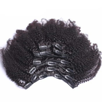 Clip În Extensii de Păr Uman 4B 4C Afro Pervers Cret Clip-Uri mongolă Remy de Păr în Cap 7 Buc Te Pot Păr Produse