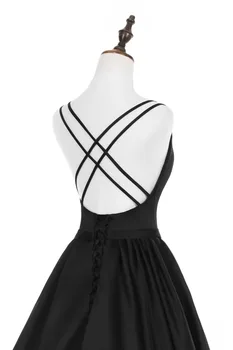 CloverBridal negru neted rochie de bal capela tren calendario 2018 bretele sexy backless gât adânc V covorul rosu rochii de seara