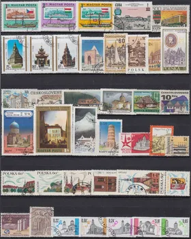 Clădiri ,100 BUC/lot Nr Repet , Tot Din Lumea Largă Neutilizate Cu Post Mark timbre , Timbre Poștale de Colectare