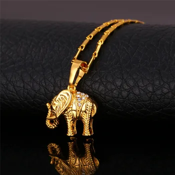 Collare Elefant Pandantiv De Aur/Argint Culoare Cristal Stras Anime Bijuterii Animal Din Africa De Colier Femei P559