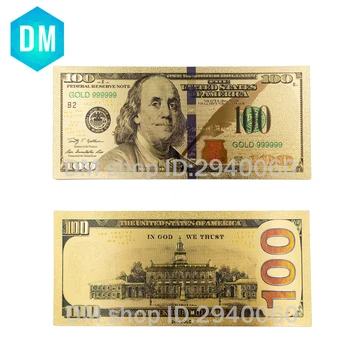 Colorate America de 100 de Dolari Aur Pur de Bancnote 2-părți Placat cu Aur de 24K Bill bancnote de Afaceri Suveniruri Cadouri 10buc/lot