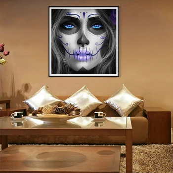 Complet Piața diamant broderie cranii Femeie 5D Diamant Mozaic cruciulițe kituri de Groază Halloween Poza cu cristale autocolante