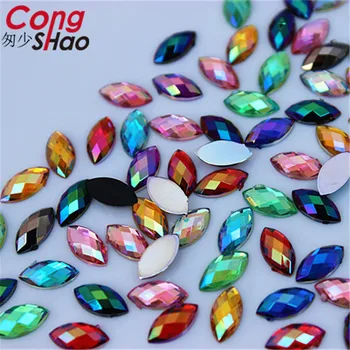 Cong Shao 500pcs 5*10mm AB Colorate flatback Cal Ochi de piatră și de cristal Acrilic Pietre trim Telefon costum de Decor CS366